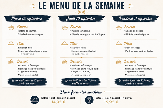 Le menu de la semaine chez Offside !